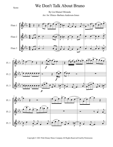 We Don't Talk About Bruno - Score Only (arr. Barbara Anderson-Jones)