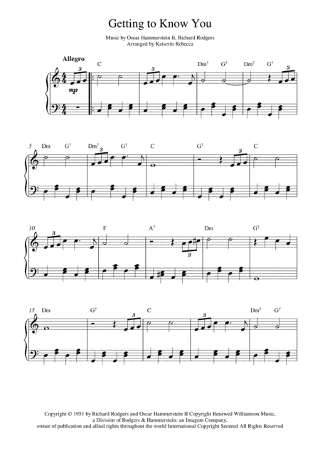 Getting To Know You (arr. Kaiserin Rebecca)