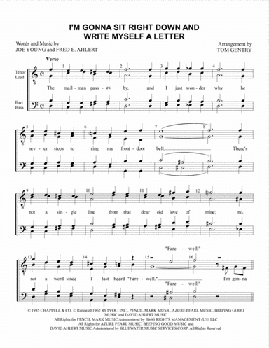 I'm Gonna Sit Right Down And Write Myself A Letter (arr. Tom Gentry)