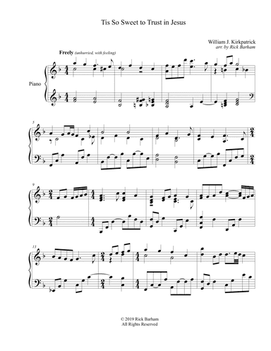 Tis So Sweet to Trust in Jesus (arr. Rick Barham)