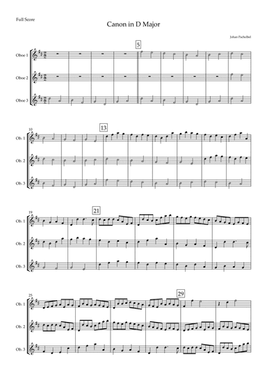 Canon in D Major (Johann Pachelbel) for Oboe Trio (arr. Fabio Britto)