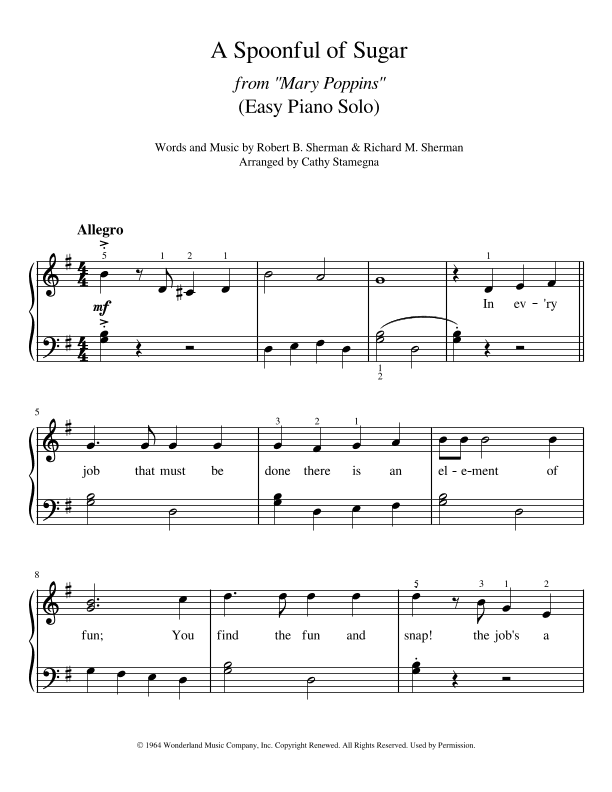 A Spoonful Of Sugar (arr. Cathy Stamegna)