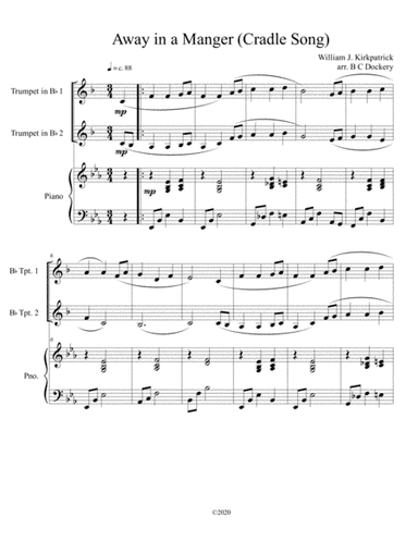 Away in a Manger (Cradle Song) for trumpet duet with piano accompaniment (arr. B C Dockery)