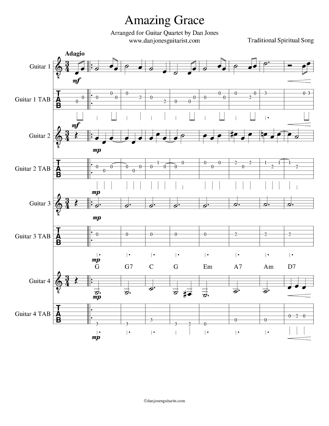 Amazing Grace (arr. Dan Jones (www.danjonesguitarist.com))