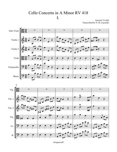 Viola Concerto in A Minor RV418 Movement 1 (arr. Nick Lacanski)