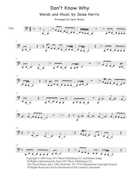 Don't Know Why (arr. Kevin Busse)