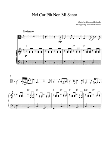 Nel Cor Più Non Mi Sento (for viola solo and piano accompaniment) (arr. Kaiserin Rebecca)
