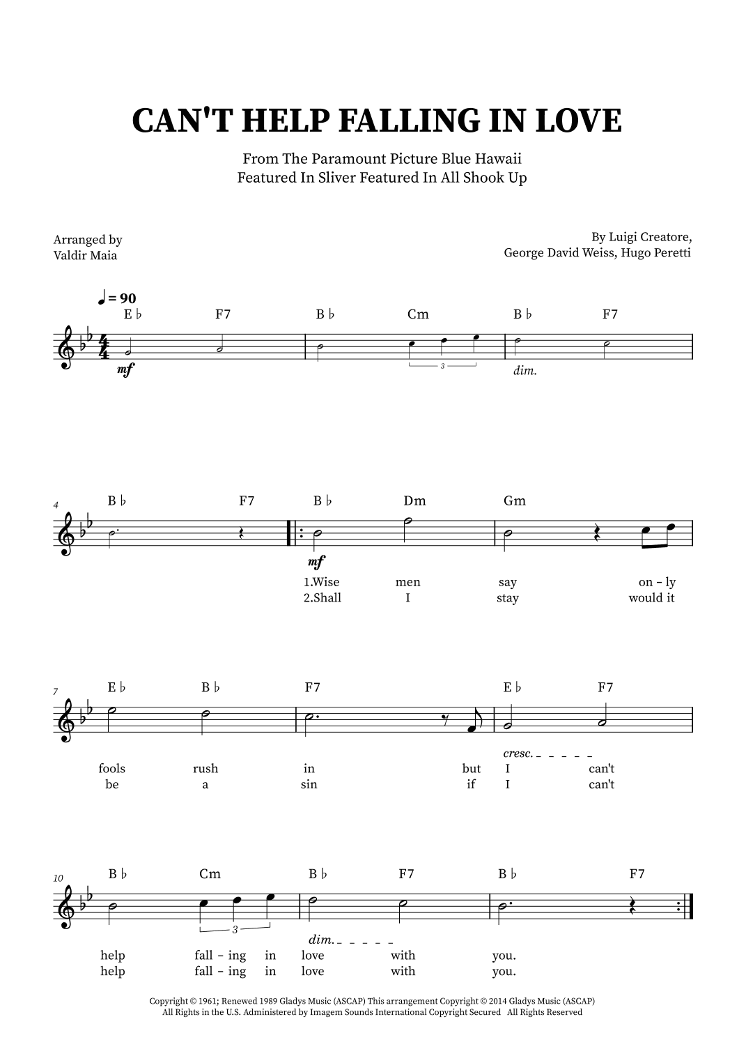 Can't Help Falling In Love (arr. Valdir Maia)