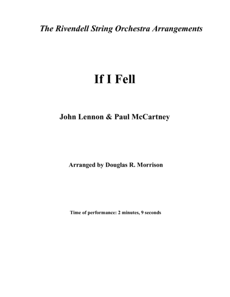 If I Fell (arr. Douglas R. Morrison)