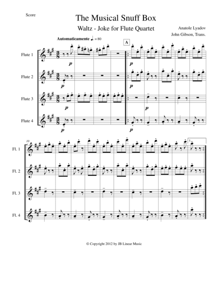 Musical Snuff Box by Lyadov for flute quartet (arr. John Gibson)