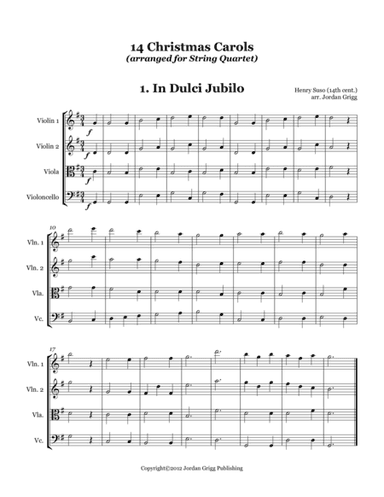 14 Christmas Carols (arranged for String Quartet) (arr. Jordan Grigg)