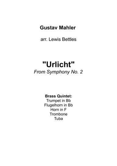 "Urlicht" from Symphony No. 2 (arr. Lewis Bettles)