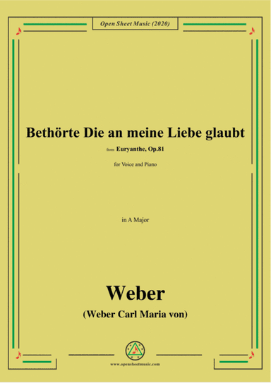 Weber-Bethorte Die an meine Liebe glaubt,in A Major (arr. MSM)