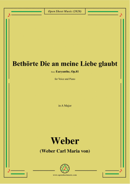 Weber-Bethorte Die an meine Liebe glaubt,in A Major (arr. MSM)