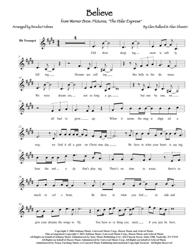 Believe (arr. Brooks Holmes)