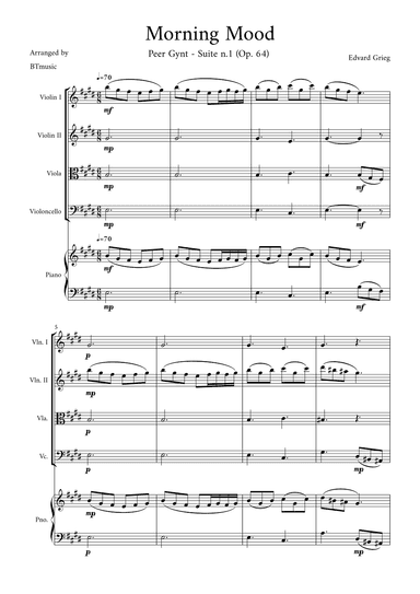 Morning Mood (Peer Gynt Suite N.1, Op 46) (arr. BTmusic)