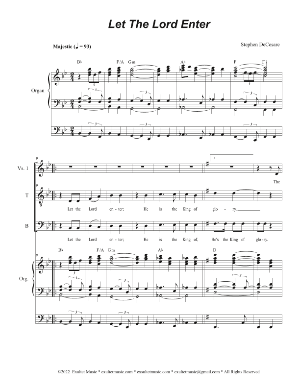 Let The Lord Enter (Duet for Tenor and Bass solo)