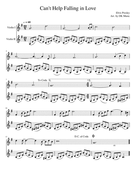 Can't Help Falling In Love (arr. DK Music)