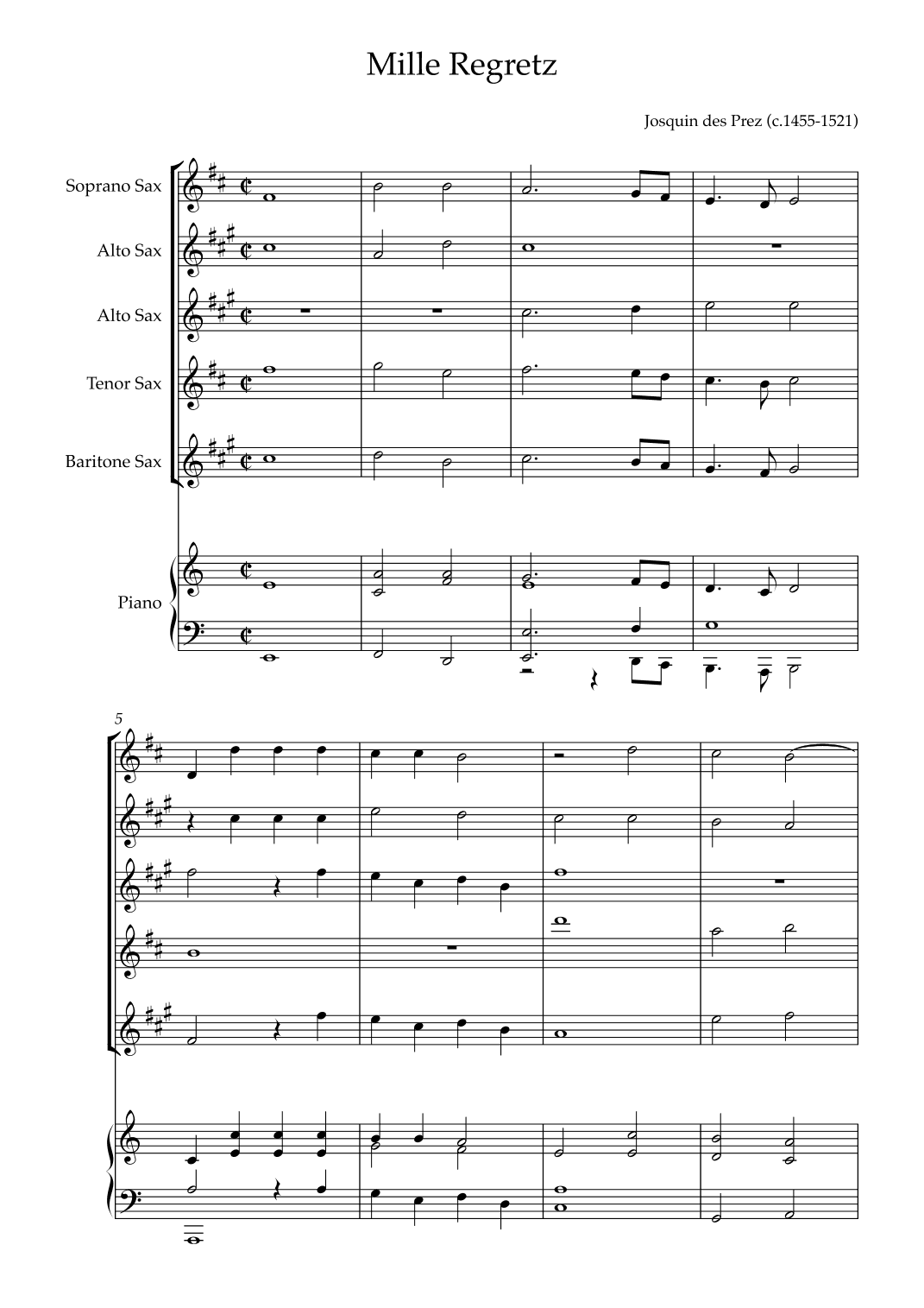 Mille Regretz (arr. Karen Gueiros)