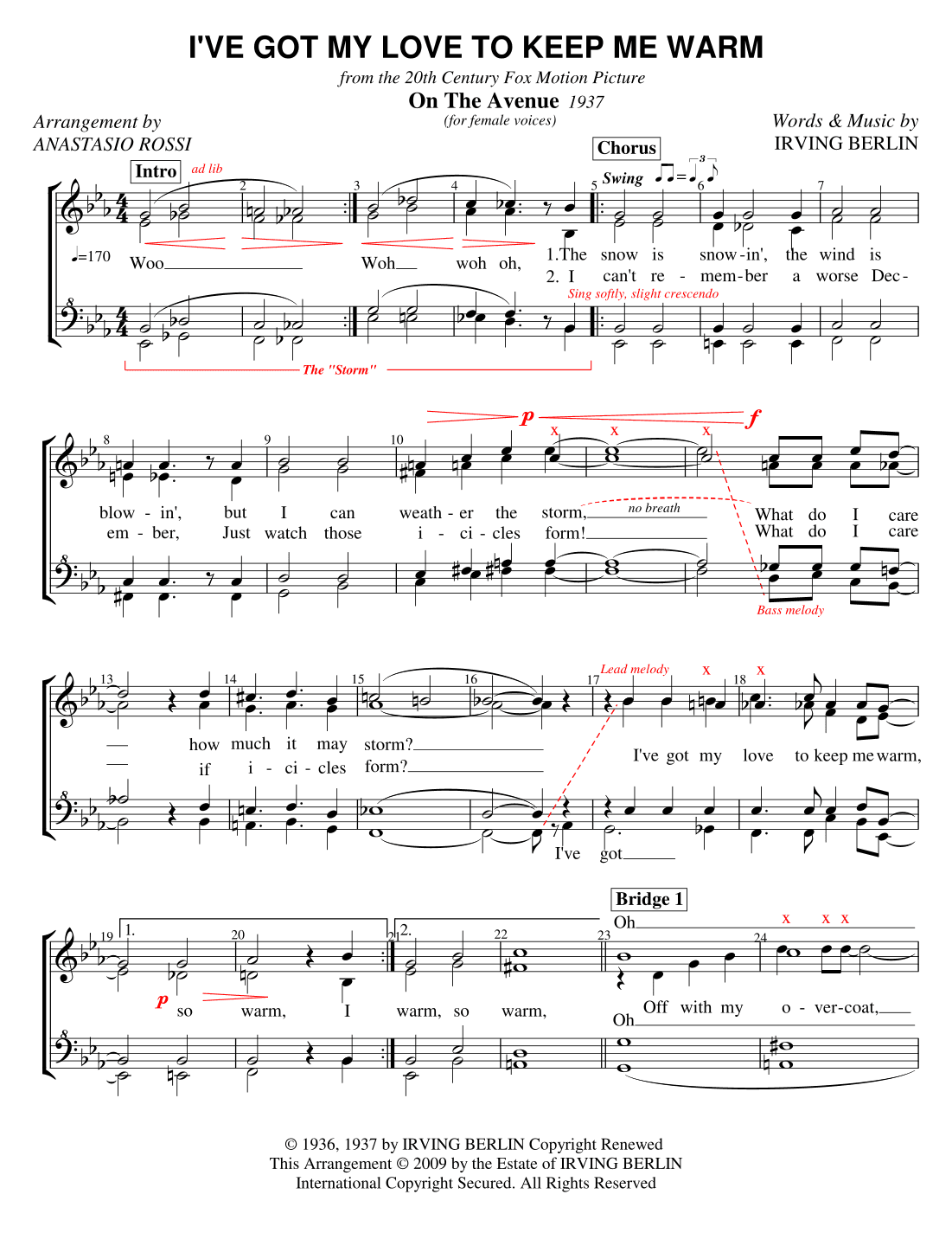 I've Got My Love To Keep Me Warm (arr. Anastasio Rossi)