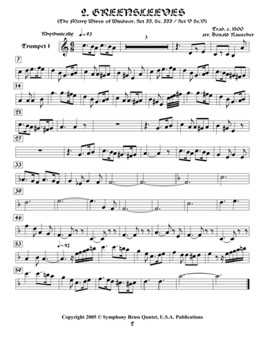 Shakespearean Music for Brass Quintet - 2. Greensleeves - The Merry Wives of Windsor / Romeo and Jul (arr. Donald Rauscher / Transcribed by R.R.Cardo)