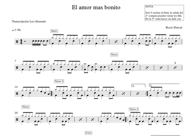 El Amor Mas Bonito (arr. Drum Transcription: Leo Alvarado)