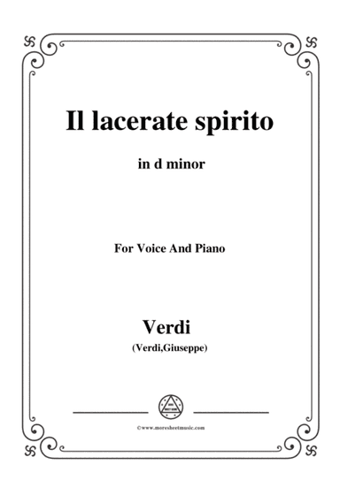 Verdi-Il lacerate spirito(A te l'estremo addio) in d minor, for Voice and Piano (arr. MSM)