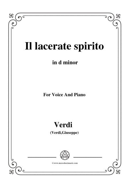 Verdi-Il lacerate spirito(A te l'estremo addio) in d minor, for Voice and Piano (arr. MSM)