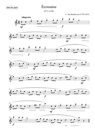 Écossaise (Nº 2, in Eb) - for alto sax (arr. Passoni Music)