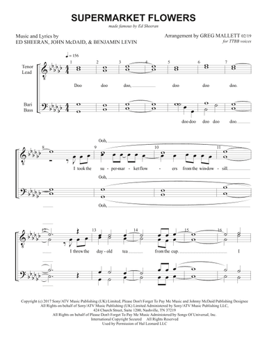 Supermarket Flowers (arr. Greg Mallett)
