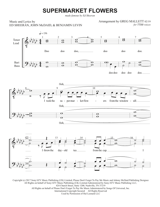 Supermarket Flowers (arr. Greg Mallett)