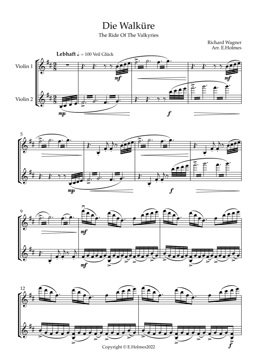 The Ride Of The Valkyries - Violin Duet (arr. Edward Holmes)