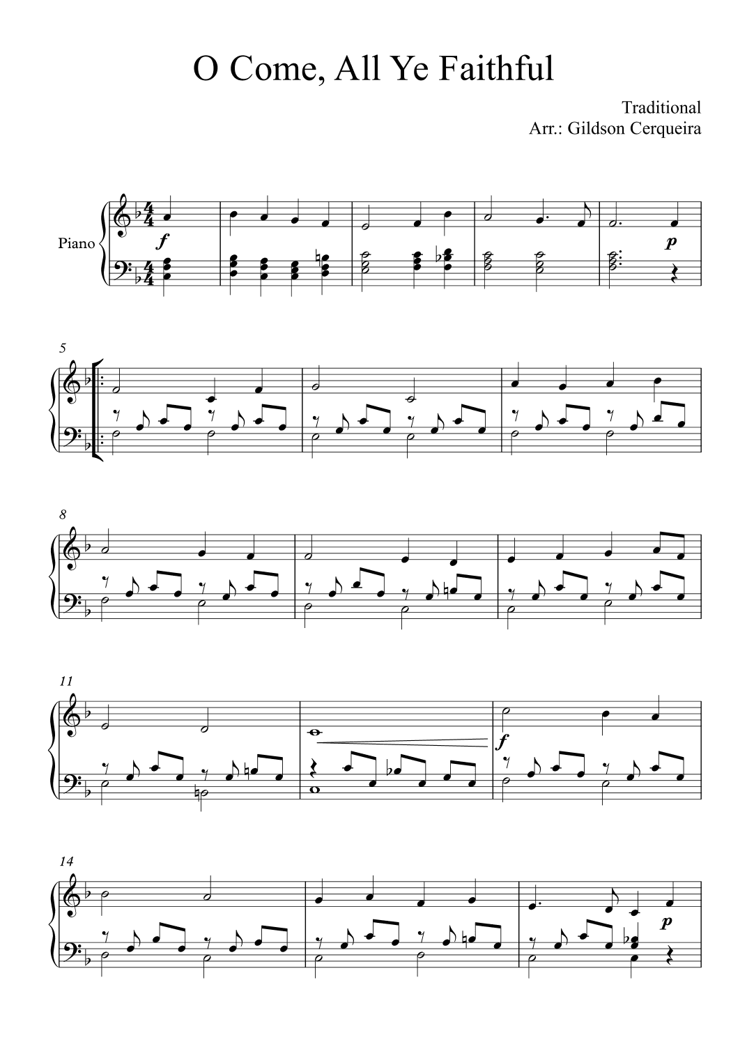 O Come, All Ye Faithful (Adeste Fidelis) (arr. Gildson Cerqueira)