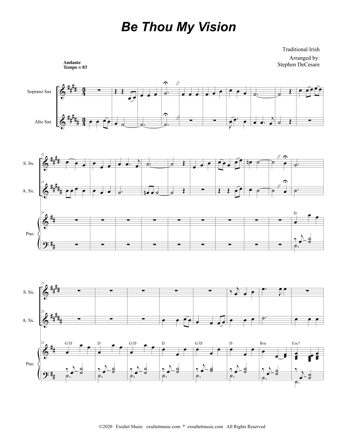 Be Thou My Vision (Duet for Soprano and Alto Saxophone) (arr. Stephen DeCesare)