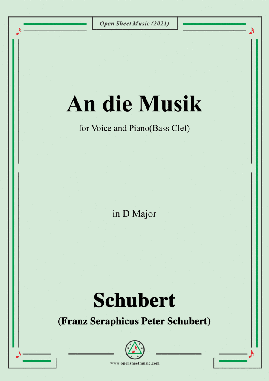 Schubert-An die Musik in D Major(Bass Clef) (arr. Open Cloud)