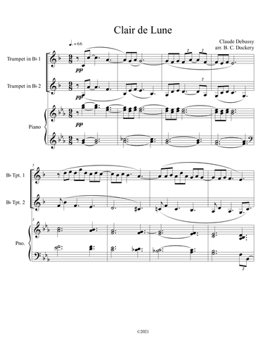 Clair de Lune (Trumpet Duet) with piano accompaniment (arr. B. C. Dockery)