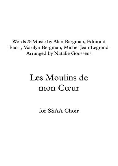 Moulins De Mon Coeur (arr. Natalie Goossens)