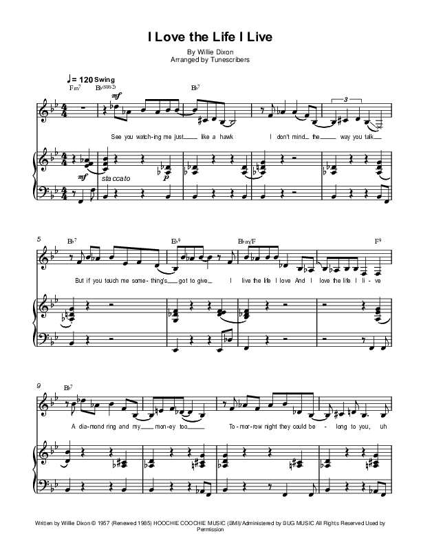 I Love The Life I Live (arr. Tunescribers)