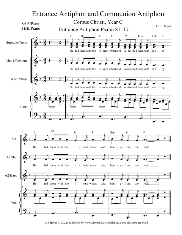 Antiphons for the Body and Blood of Christ (Corpus Christi, Years ABC