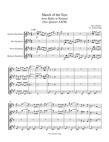 March of the Toys from Babes in Toyland (Sax Quartet SATB) (arr. Jordan Grigg)