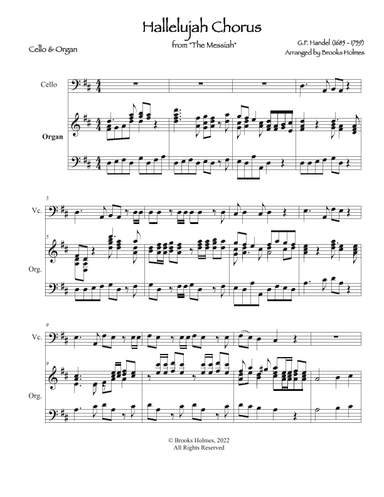 Hallelujah Chorus from "The Messiah" for Solo Cello & Organ (arr. Brooks Holmes)