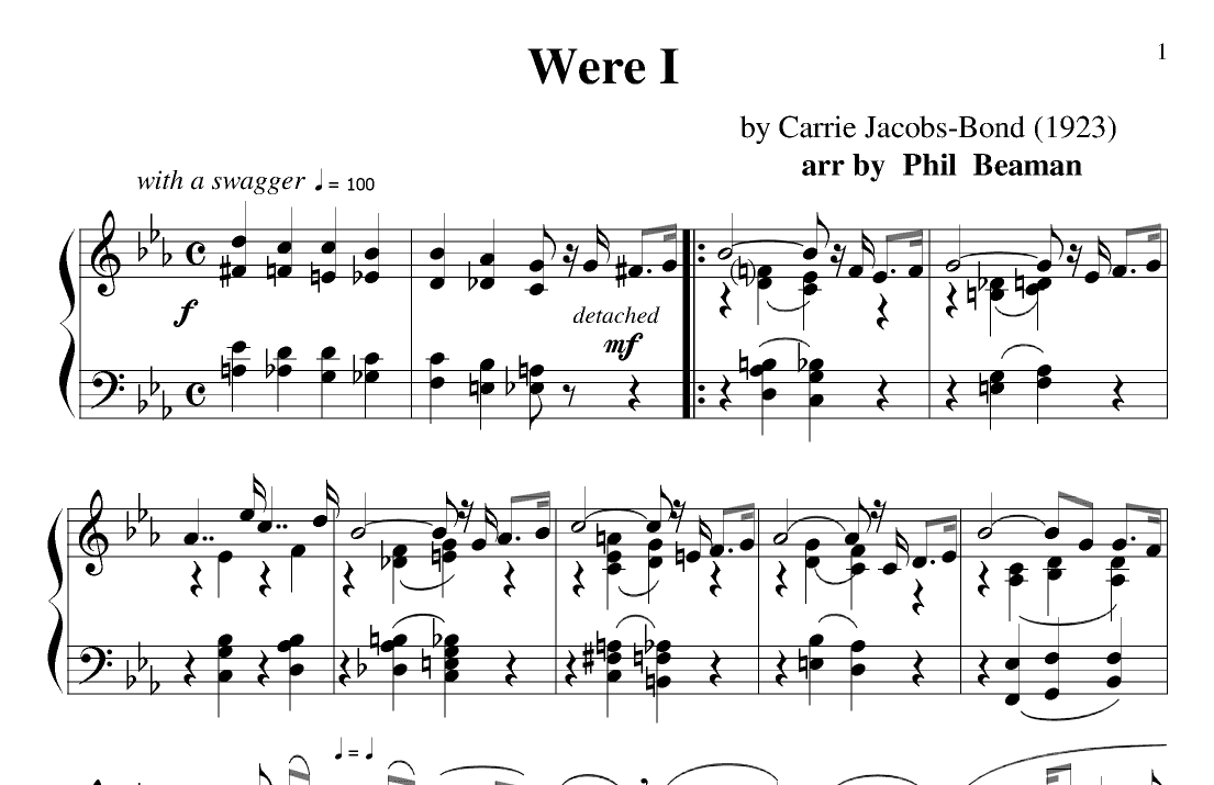 Were I - piano solo (arr. Phil Beaman)