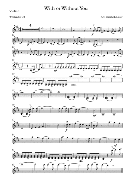 With Or Without You (arr. Elizabeth Lister)