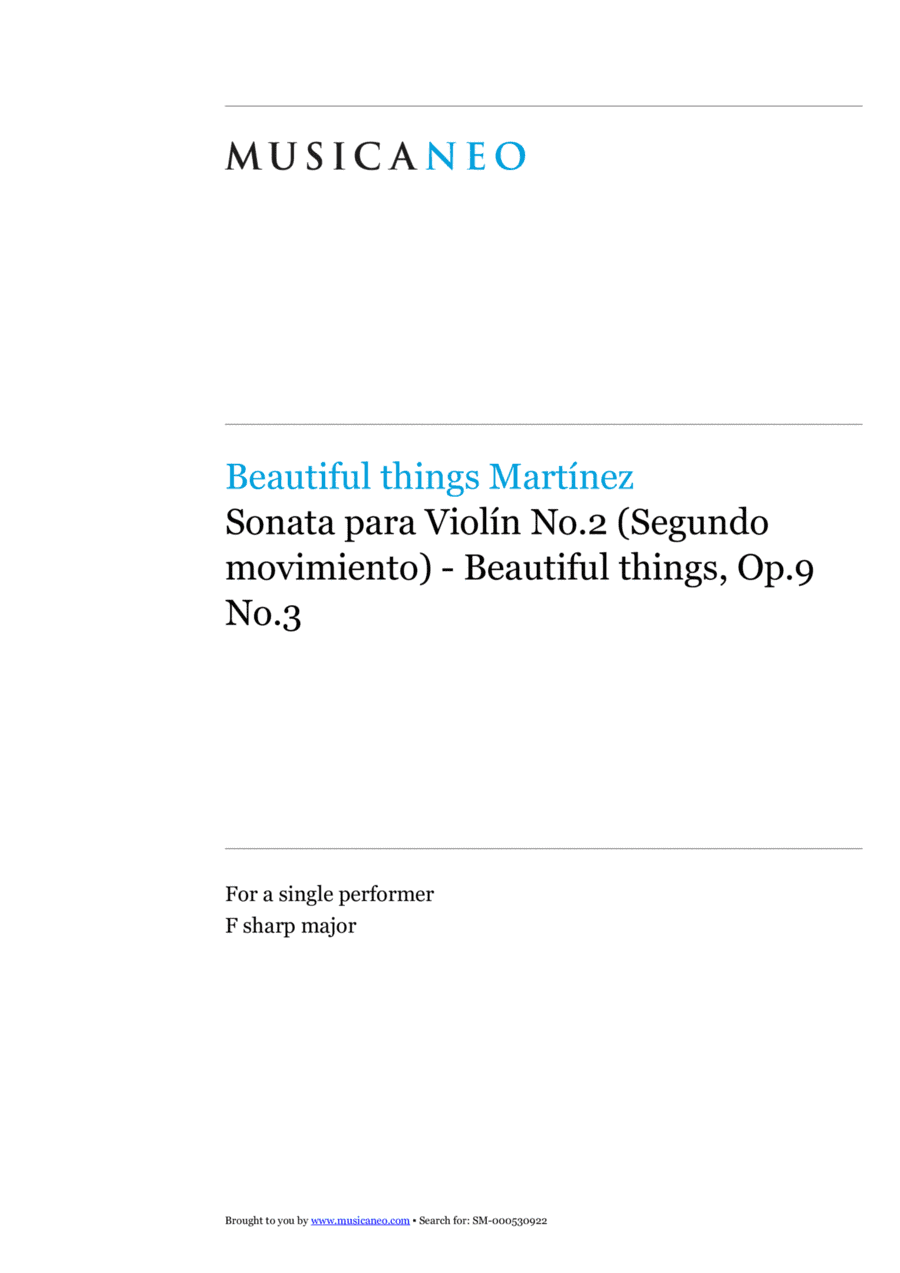 Sonata para Violín No.2(Segundo movimiento)-Beautiful things Op.9 No.3
