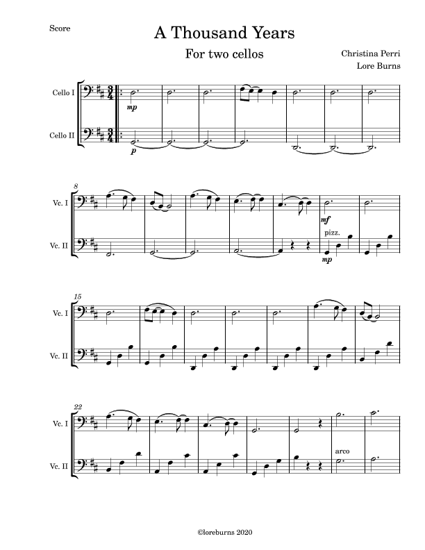 A Thousand Years (arr. Lore Burns)