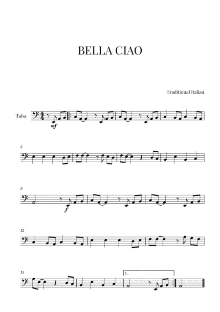 Bella Ciao (for Tuba) (arr. Cadenza Editions)