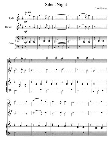 Franz Gruber - Silent Night (Flute and Horn in F Duet) (arr. André Laitano)