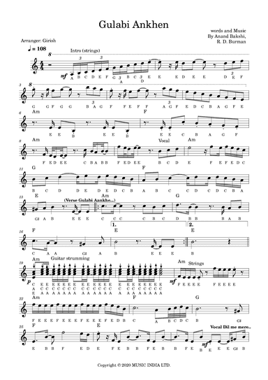 Gulabi Ankhen (arr. Girish Kataria)