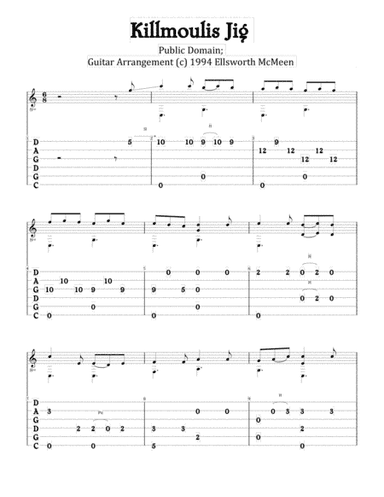 Killmoulis Jig (For Fingerstyle Guitar Tuned CGDGAD) (arr. Ellsworth McMeen)
