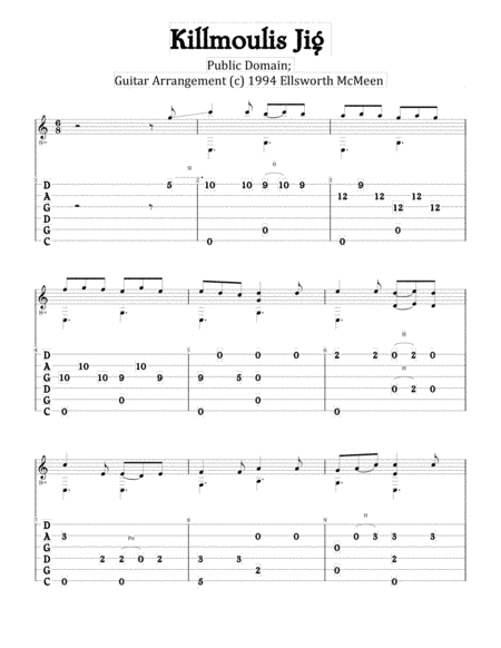 Killmoulis Jig (For Fingerstyle Guitar Tuned CGDGAD) (arr. Ellsworth McMeen)